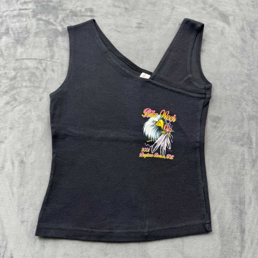 Biker Design 2001 Daytona Beach Bike Week Eagle Graphic Tank Top Black S/M